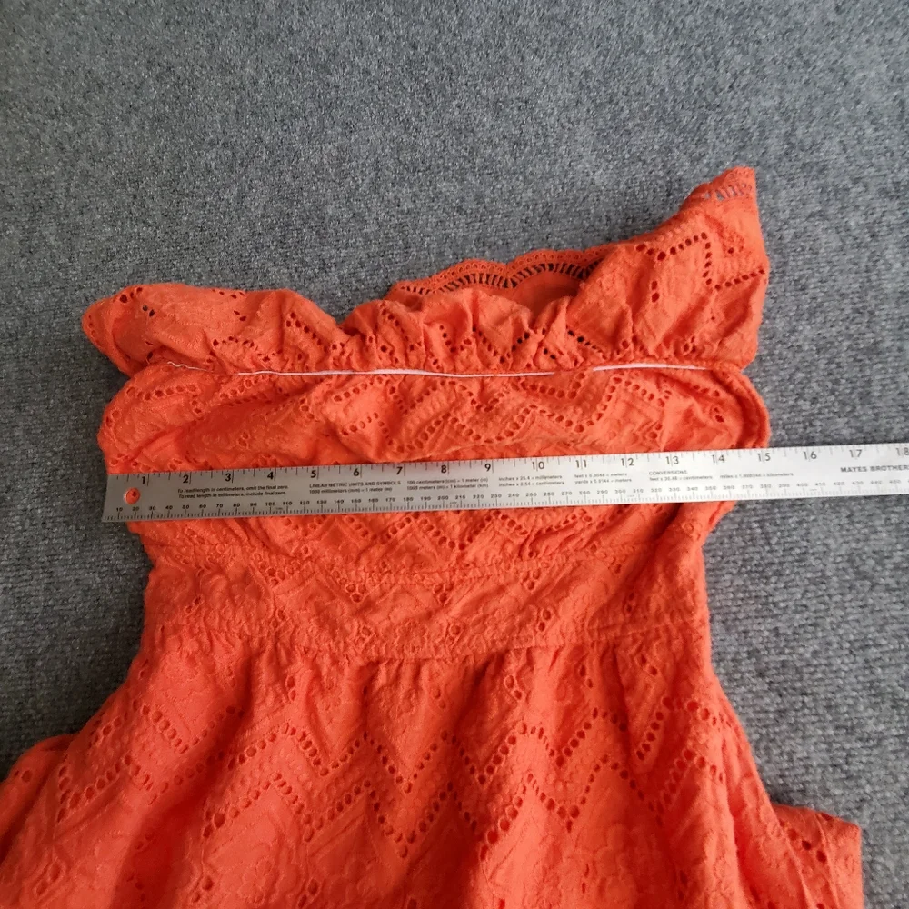 Flying Tomatoes 100% Cotton Women's off Shoulder Mini Dress Size Small Eyelet - Picture 3 of 11